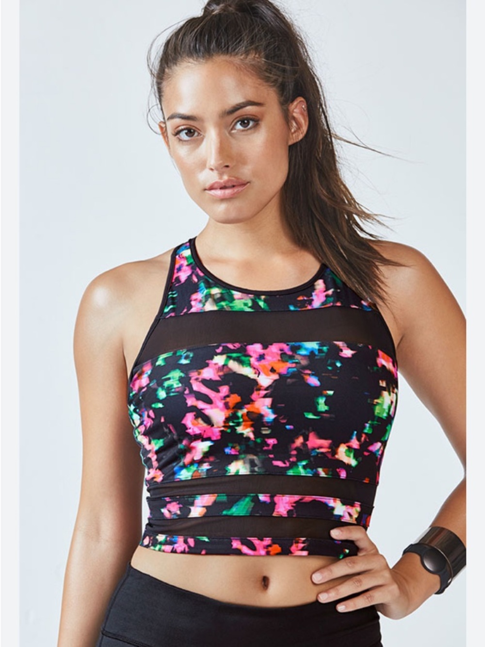 Fabletics Malina Midi Sports Bra - Black Multi size medium